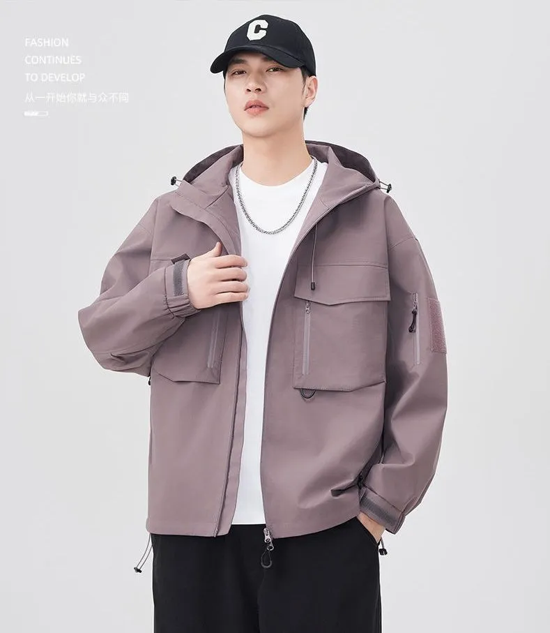 Versatile Patchwork Relaxed-fit Rain Jacket
