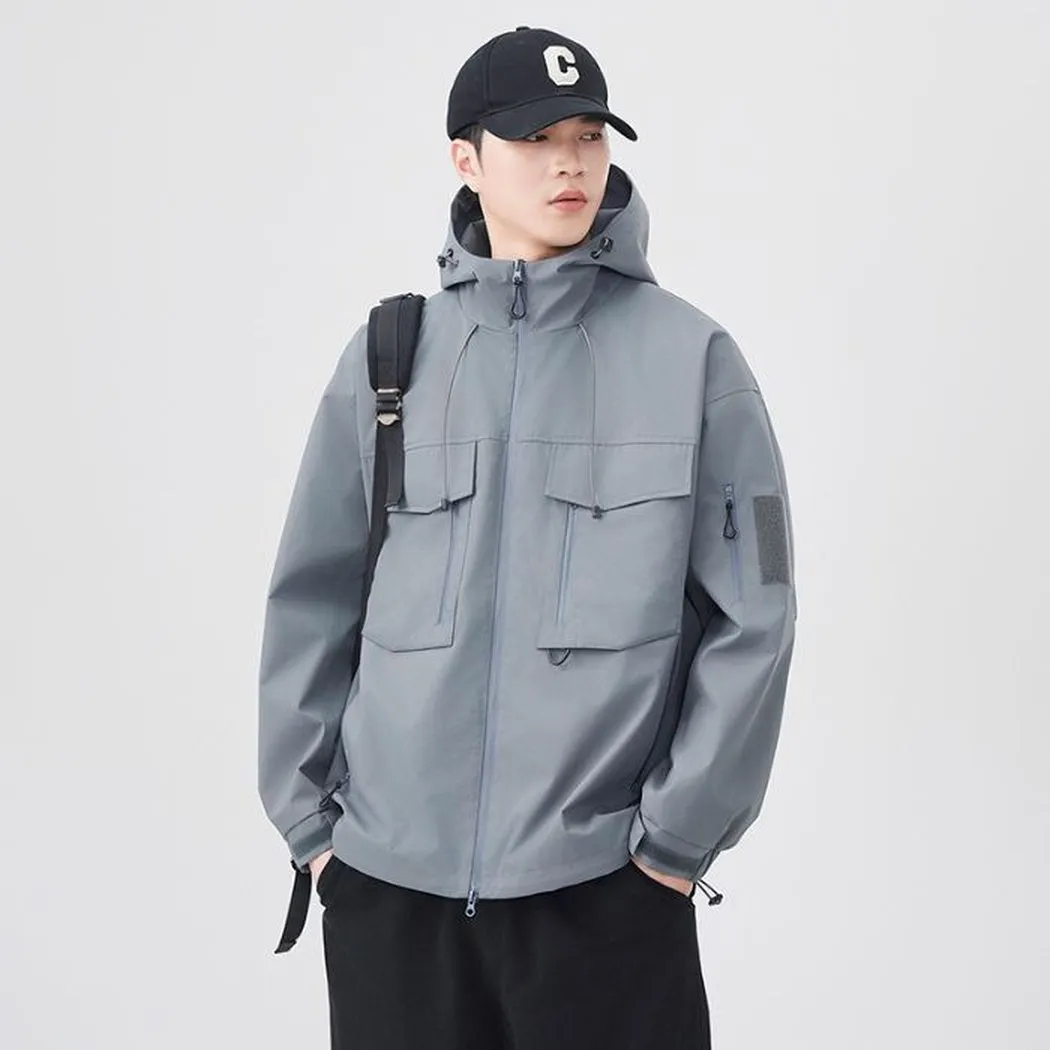 Versatile Patchwork Relaxed-fit Rain Jacket
