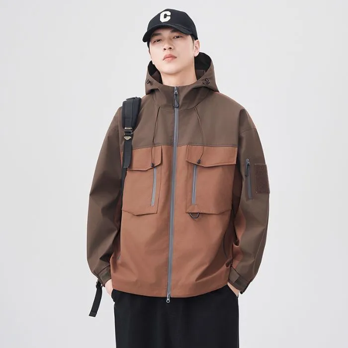 Versatile Patchwork Relaxed-fit Rain Jacket