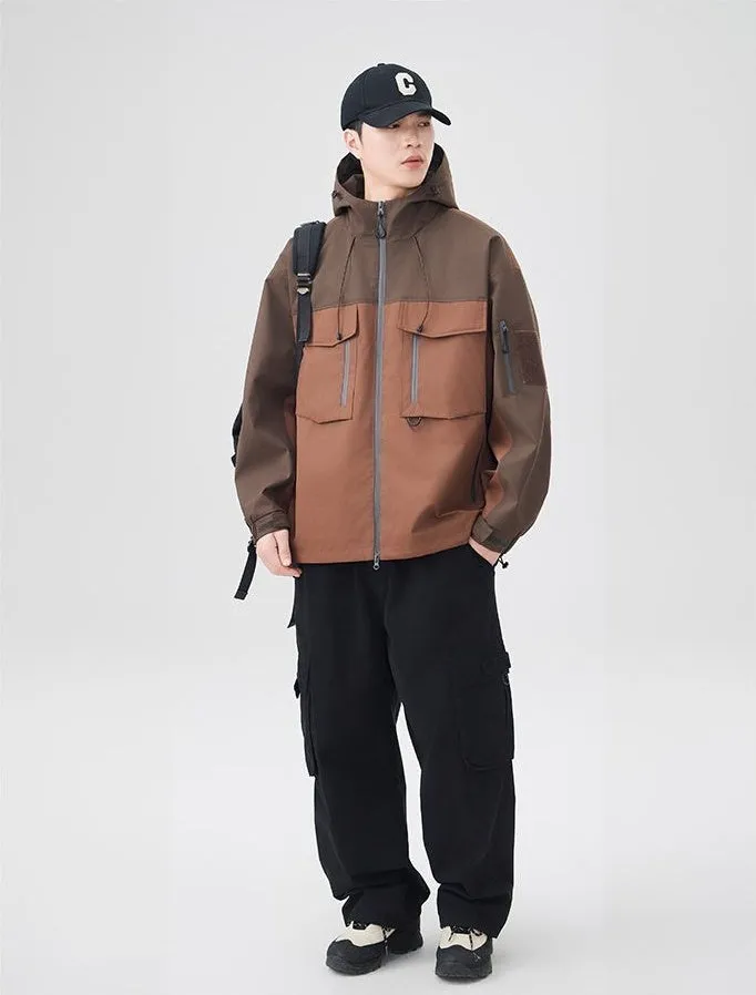 Versatile Patchwork Relaxed-fit Rain Jacket