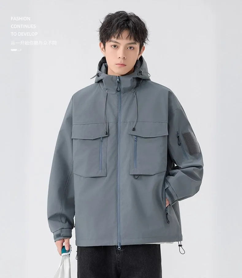 Versatile Patchwork Relaxed-fit Rain Jacket