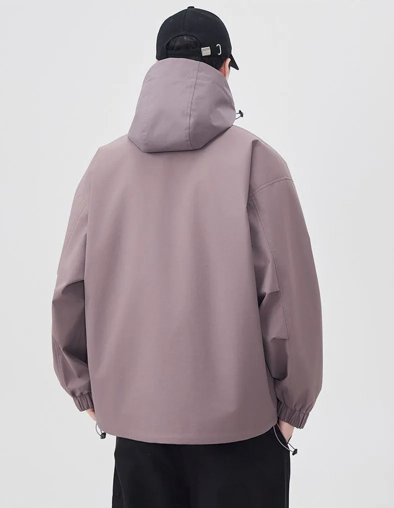 Versatile Patchwork Relaxed-fit Rain Jacket