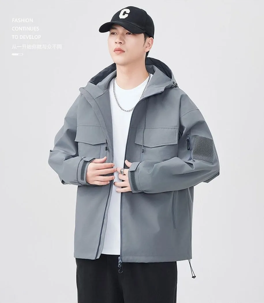 Versatile Patchwork Relaxed-fit Rain Jacket