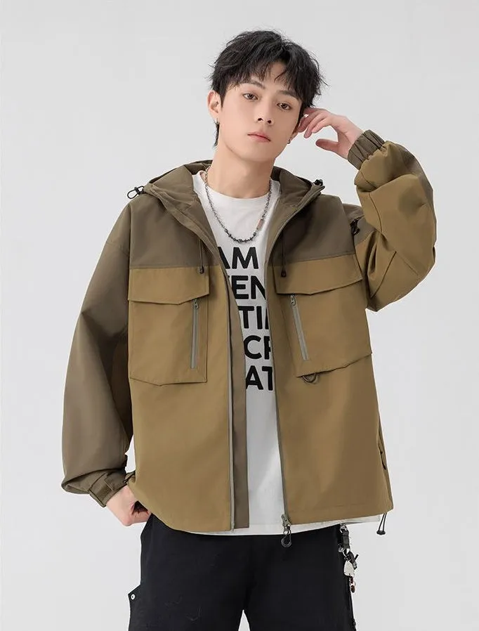 Versatile Patchwork Relaxed-fit Rain Jacket