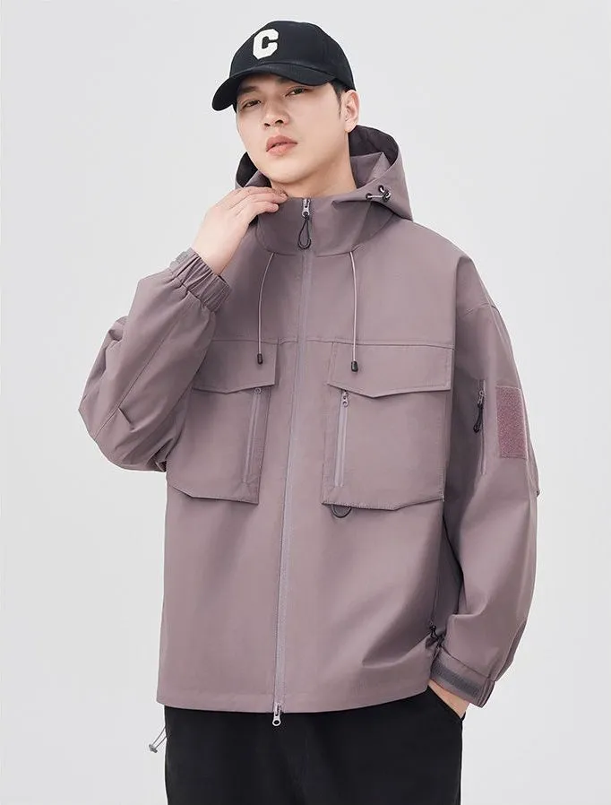 Versatile Patchwork Relaxed-fit Rain Jacket