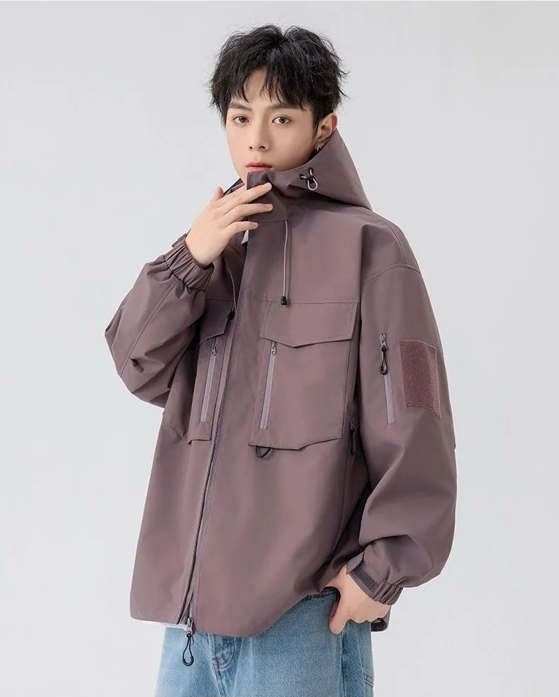 Versatile Patchwork Relaxed-fit Rain Jacket