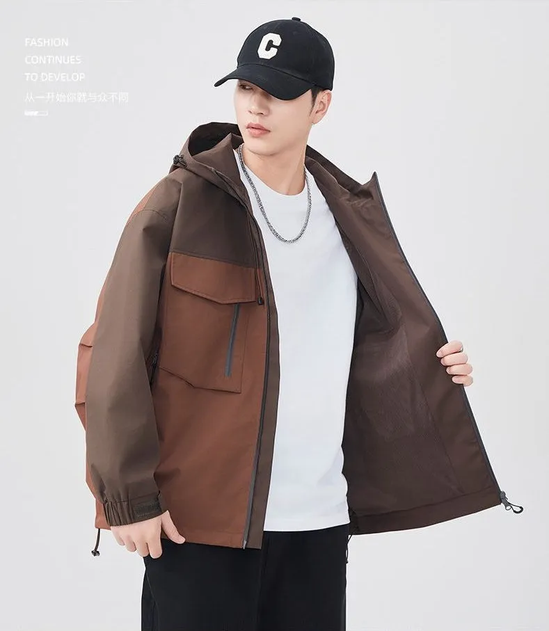 Versatile Patchwork Relaxed-fit Rain Jacket