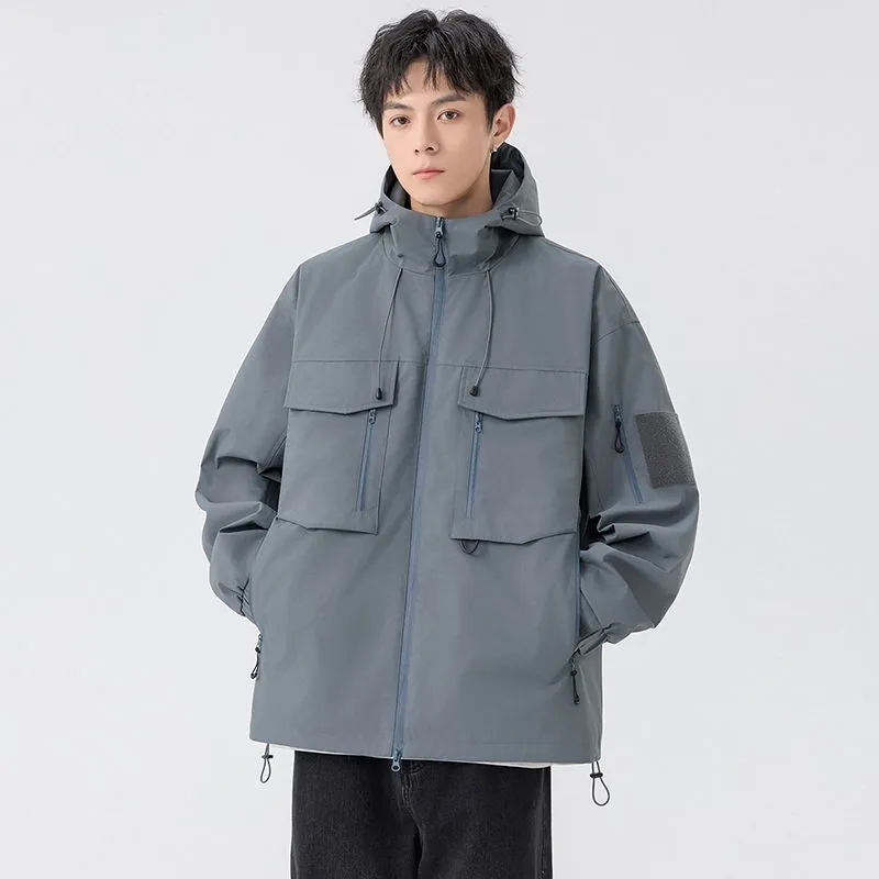 Versatile Patchwork Relaxed-fit Rain Jacket