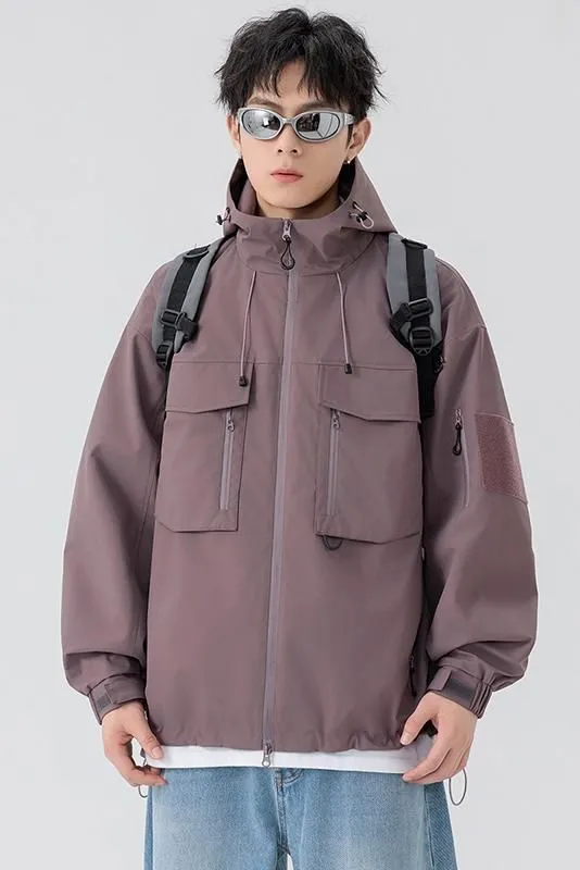 Versatile Patchwork Relaxed-fit Rain Jacket