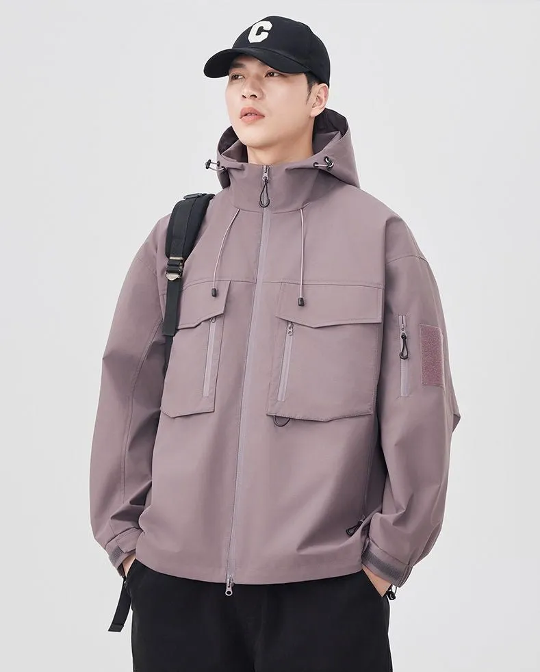 Versatile Patchwork Relaxed-fit Rain Jacket