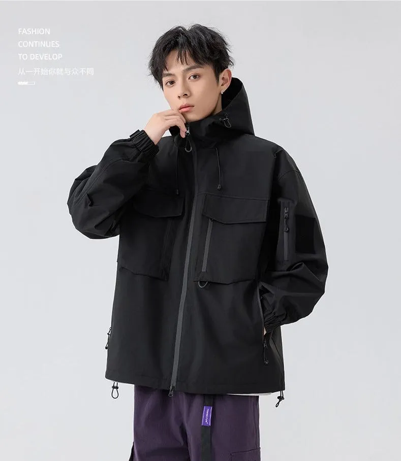 Versatile Patchwork Relaxed-fit Rain Jacket