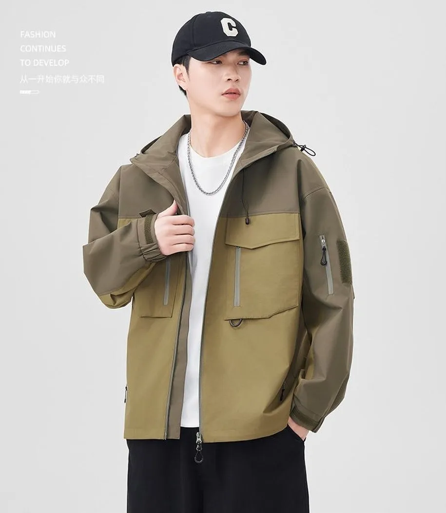 Versatile Patchwork Relaxed-fit Rain Jacket