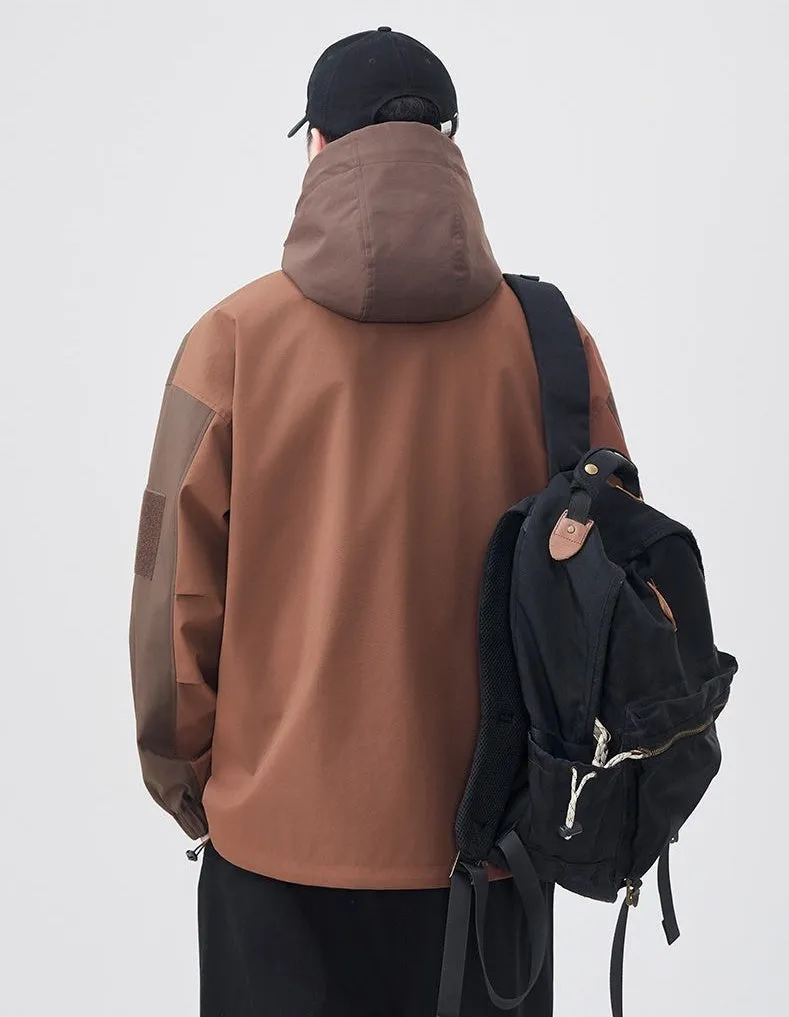 Versatile Patchwork Relaxed-fit Rain Jacket