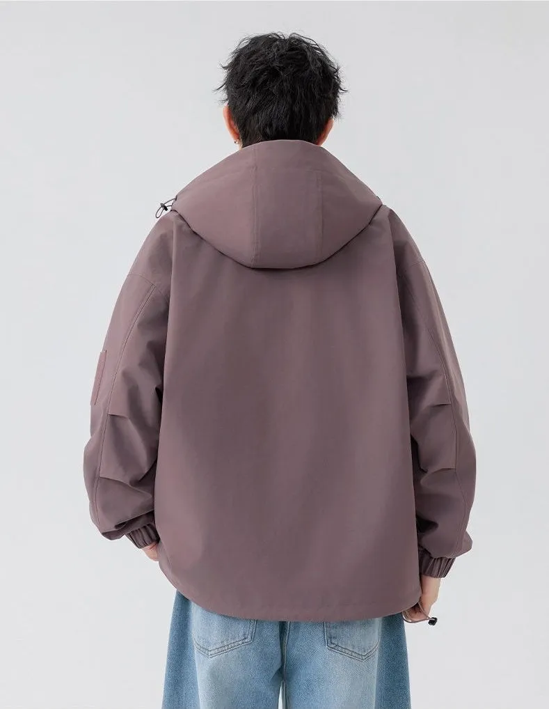 Versatile Patchwork Relaxed-fit Rain Jacket