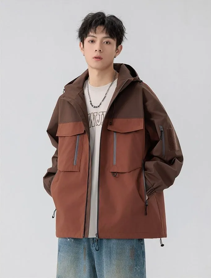 Versatile Patchwork Relaxed-fit Rain Jacket