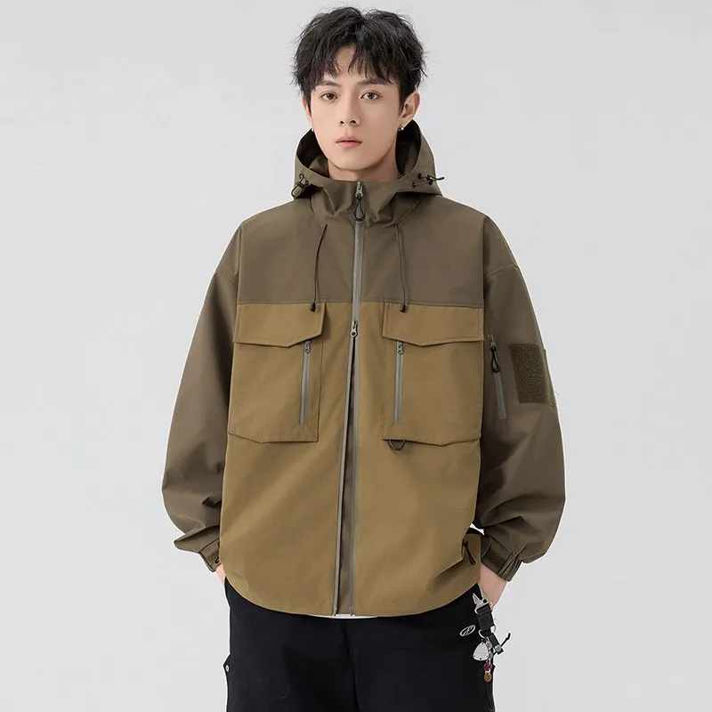 Versatile Patchwork Relaxed-fit Rain Jacket
