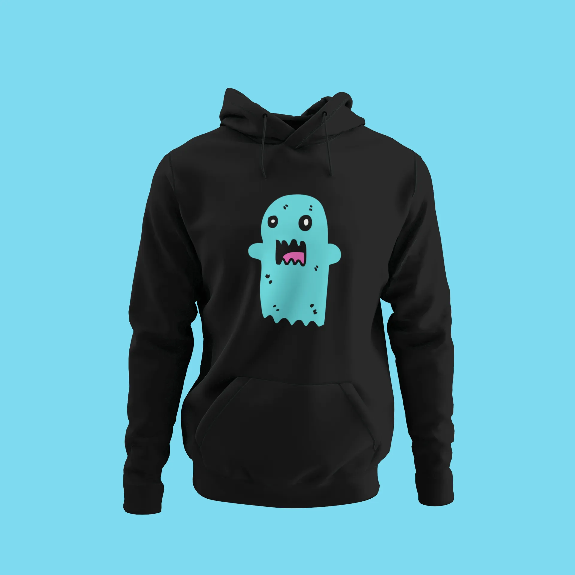 Very Scary Ghost (Blue) -  Heavy Blend Hooded Sweatshirt
