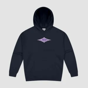 Vintage 80s Diamond Hoodie - Navy