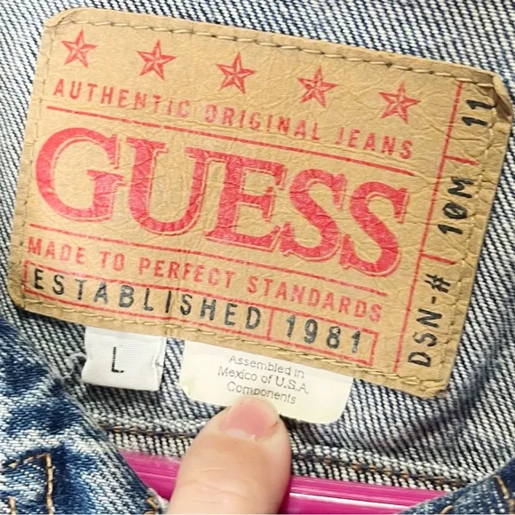 Vintage Guess 90s Denim Cropped Jacket Jean Large