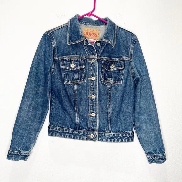 Vintage Guess 90s Denim Cropped Jacket Jean Large