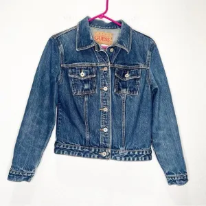Vintage Guess 90s Denim Cropped Jacket Jean Large