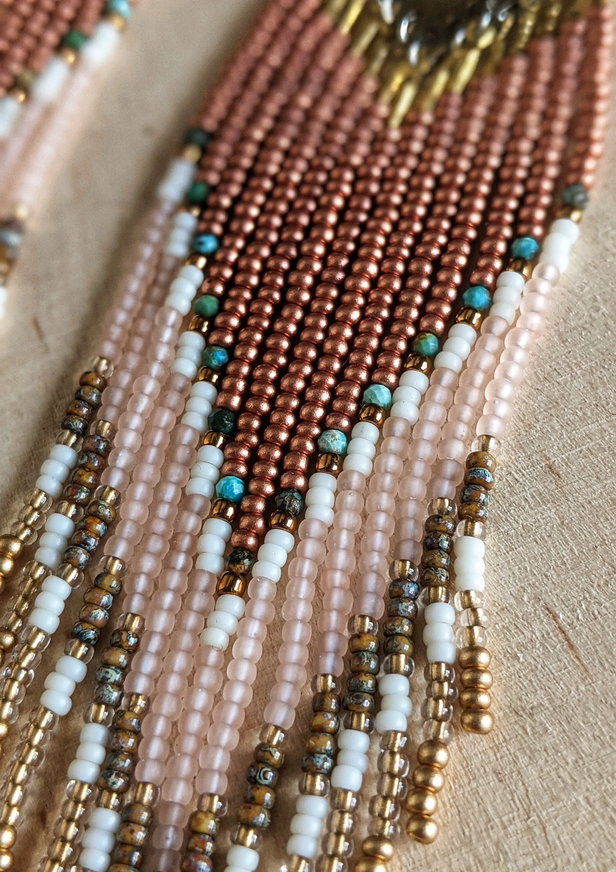 Viola Copper Pink Turquoise Beaded Earrings