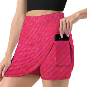 Vivid Pink Coral Skirt Shorts with Pocket