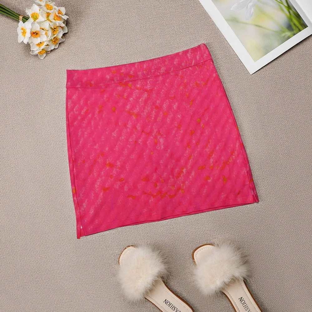 Vivid Pink Coral Skirt Shorts with Pocket