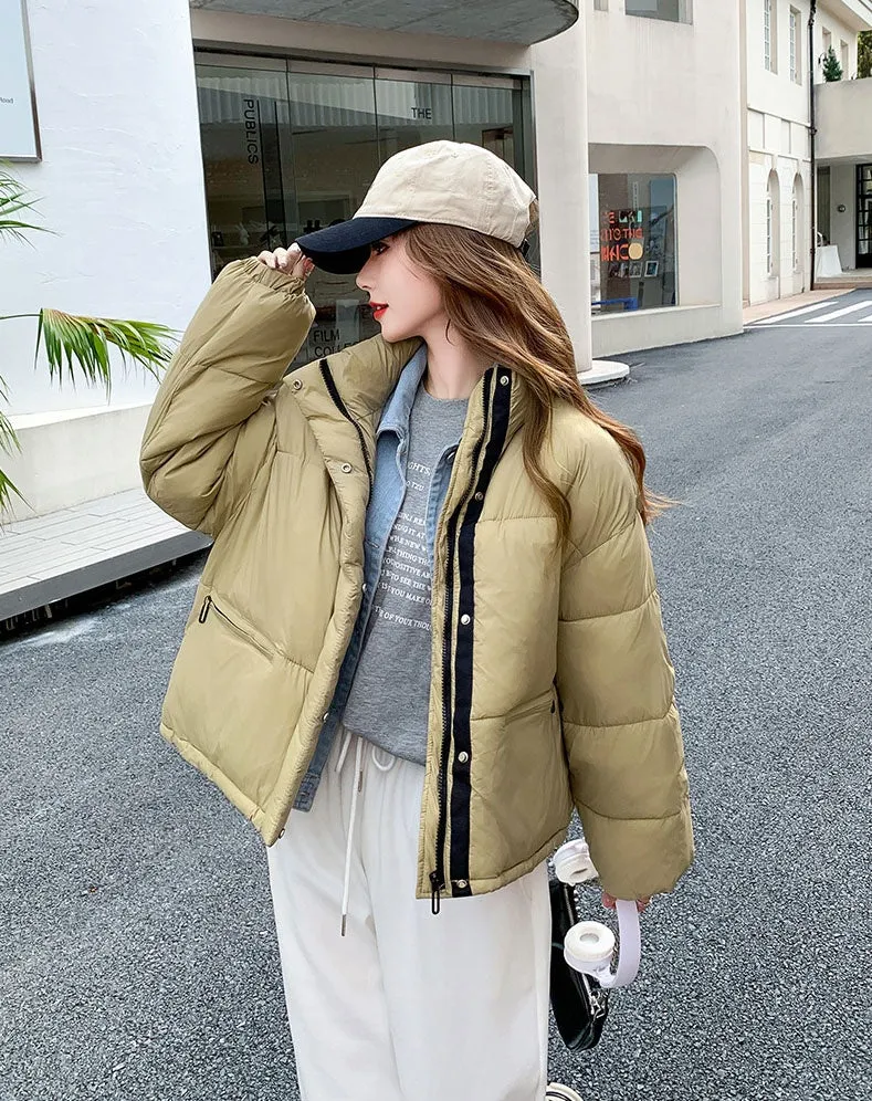 Warm and Water-resistant Cropped Puffer Jacket for Women