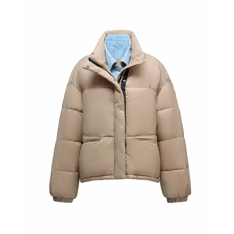 Warm and Water-resistant Cropped Puffer Jacket for Women