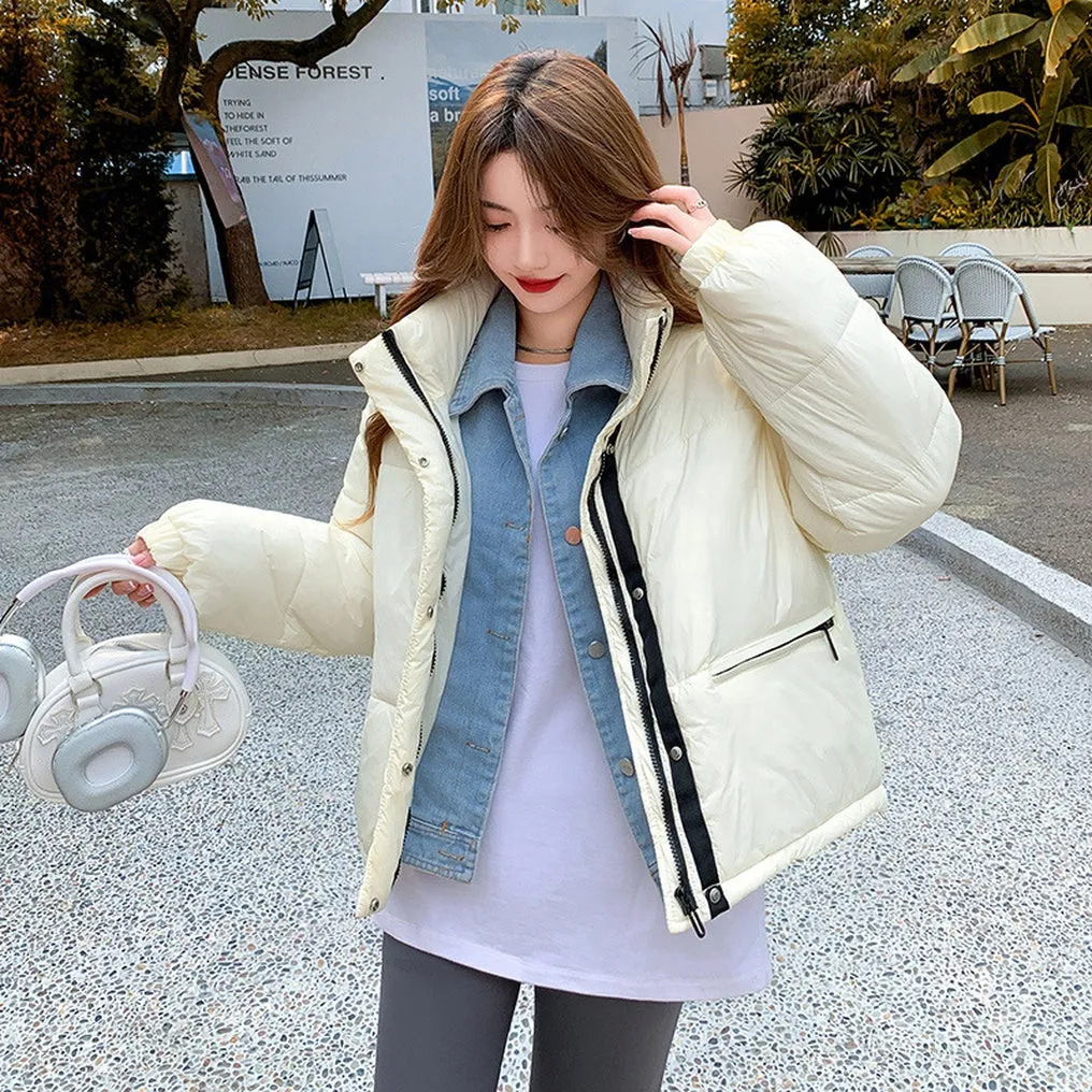 Warm and Water-resistant Cropped Puffer Jacket for Women