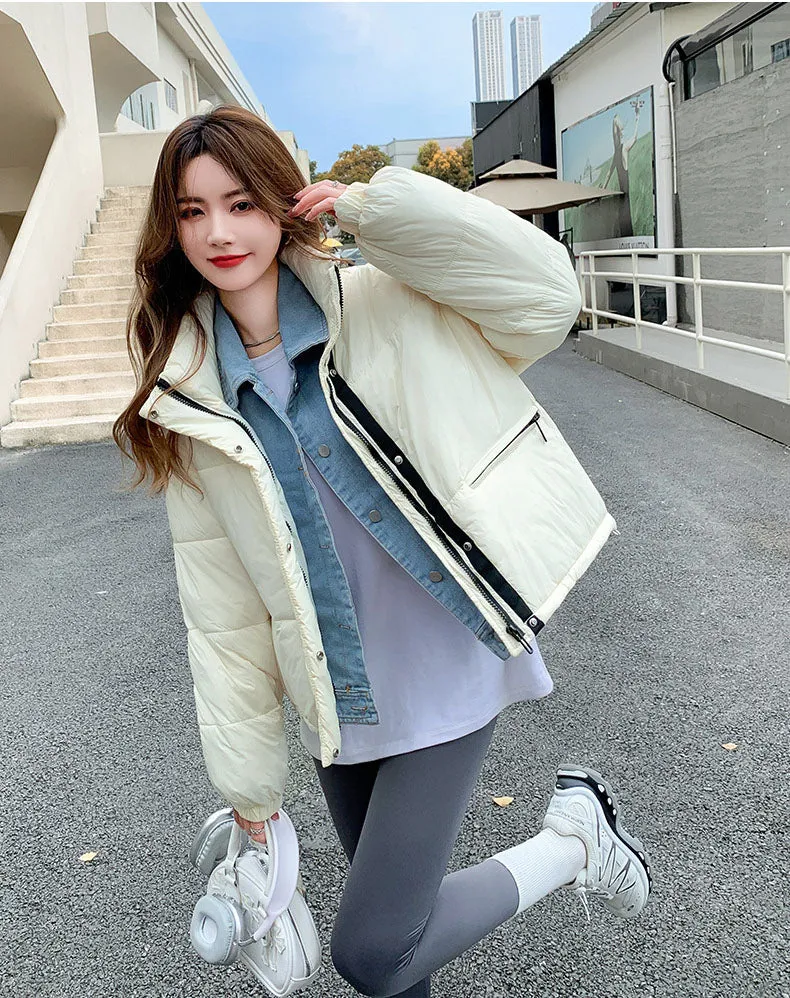 Warm and Water-resistant Cropped Puffer Jacket for Women