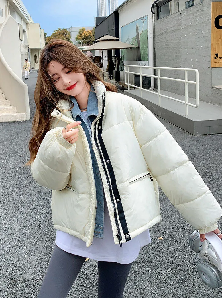 Warm and Water-resistant Cropped Puffer Jacket for Women
