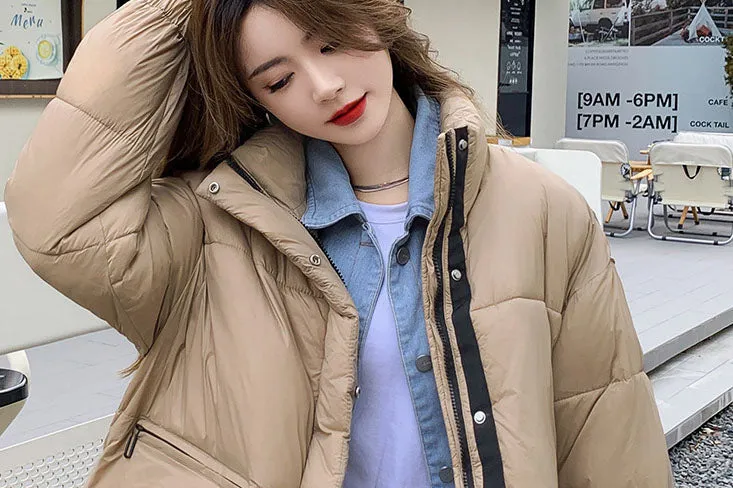 Warm and Water-resistant Cropped Puffer Jacket for Women