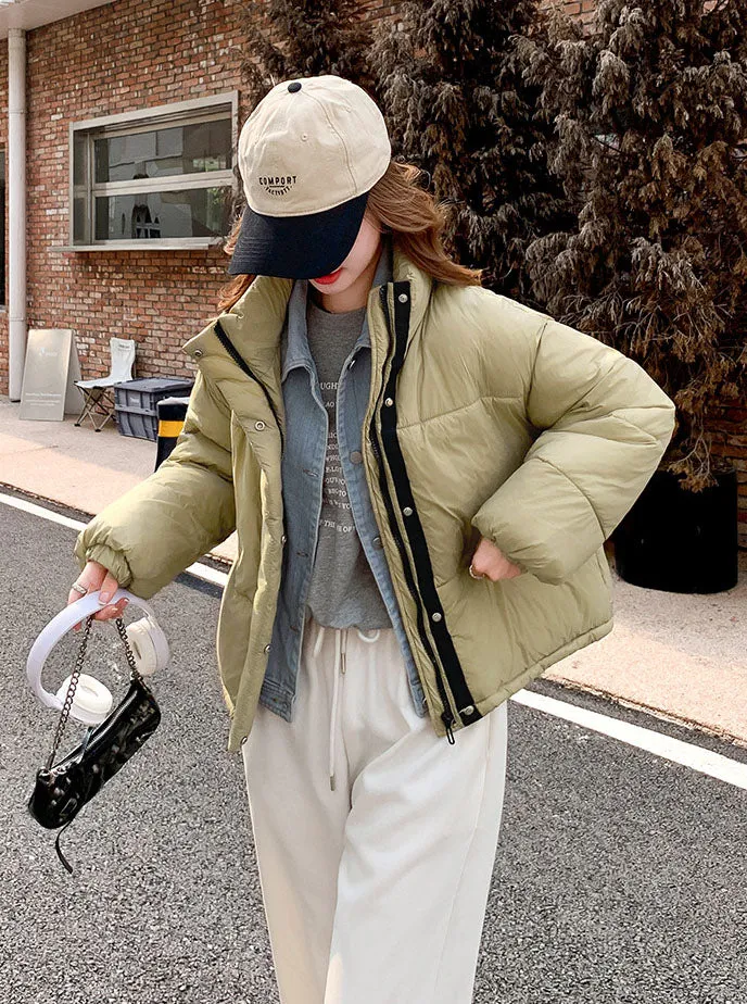 Warm and Water-resistant Cropped Puffer Jacket for Women