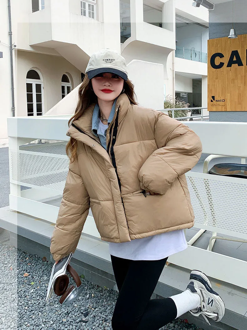 Warm and Water-resistant Cropped Puffer Jacket for Women