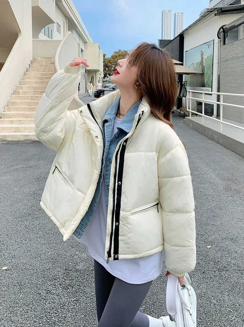 Warm and Water-resistant Cropped Puffer Jacket for Women