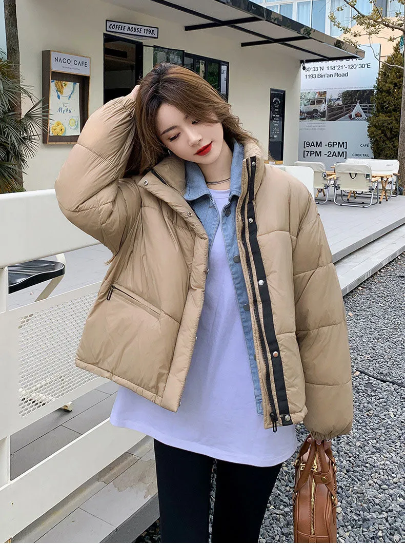 Warm and Water-resistant Cropped Puffer Jacket for Women
