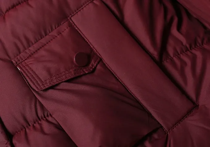 Water-resistant Solid Color Quilted Puffer Jacket for Women with Elastic Band Cuff