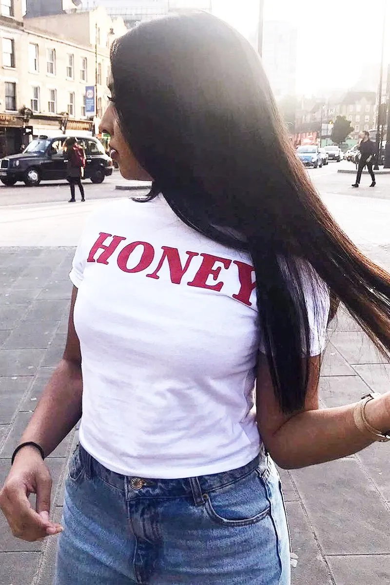 White Honey Slogan T-shirt - Kolby