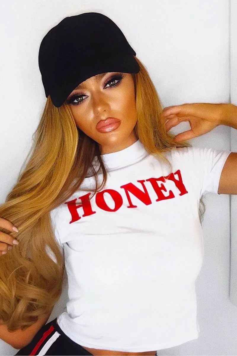 White Honey Slogan T-shirt - Kolby
