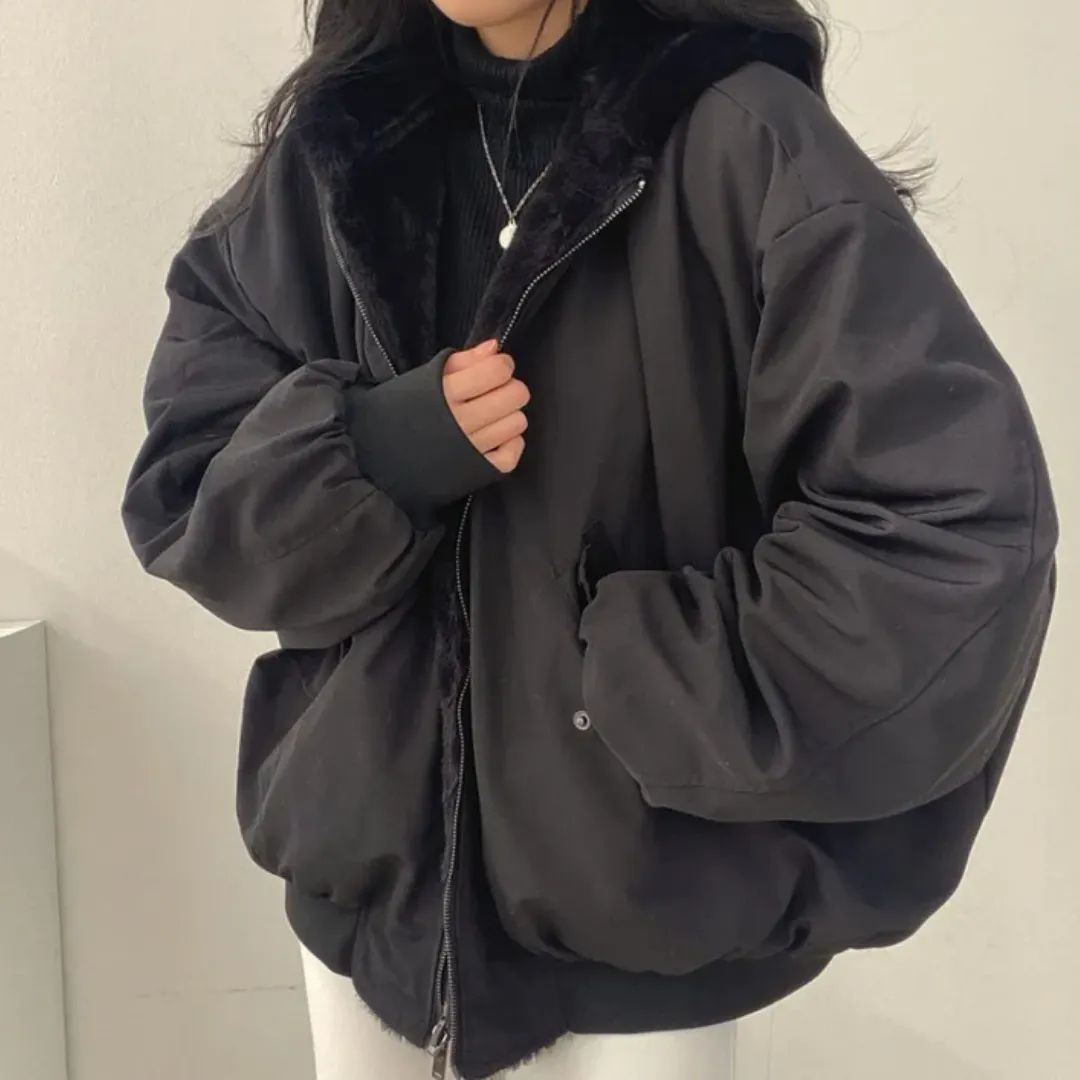 Women's Winter Oversized Zip Up Jacket | Long