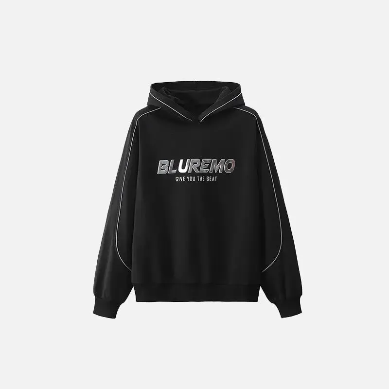 Y2K Letter Print Wide Neck Hoodie for Chic Winter Style