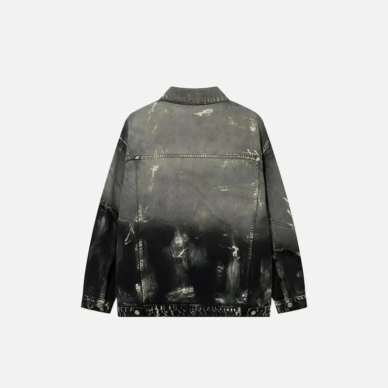 Y2K Splicing Color Mud Dyed Jacket for a Cozy Classic Look