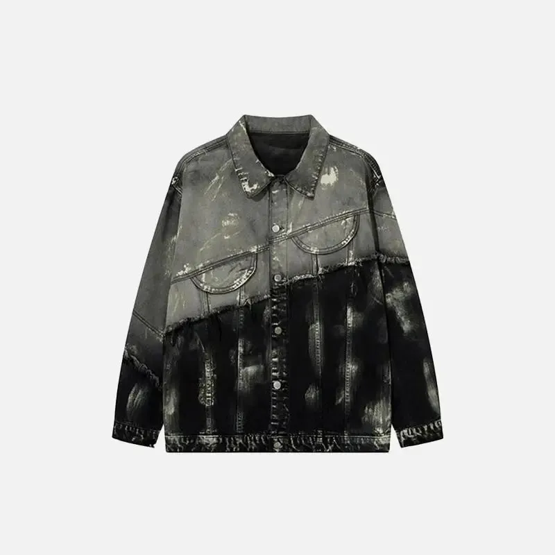 Y2K Splicing Color Mud Dyed Jacket for a Cozy Classic Look