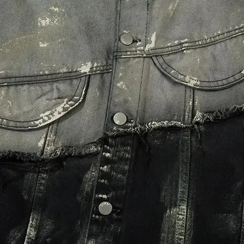 Y2K Splicing Color Mud Dyed Jacket for a Cozy Classic Look