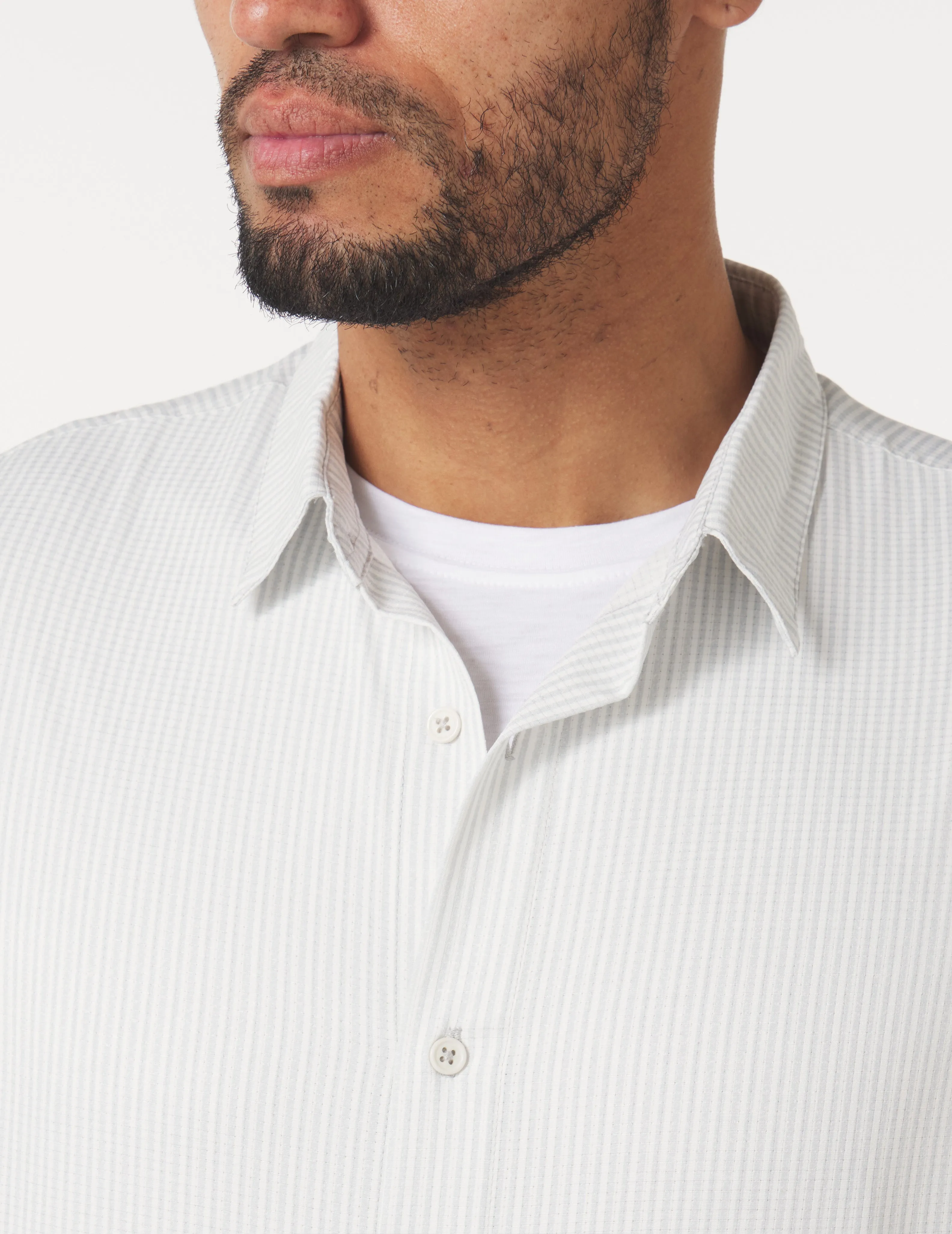 Zephyr Shirt: Ash Grey Stripe